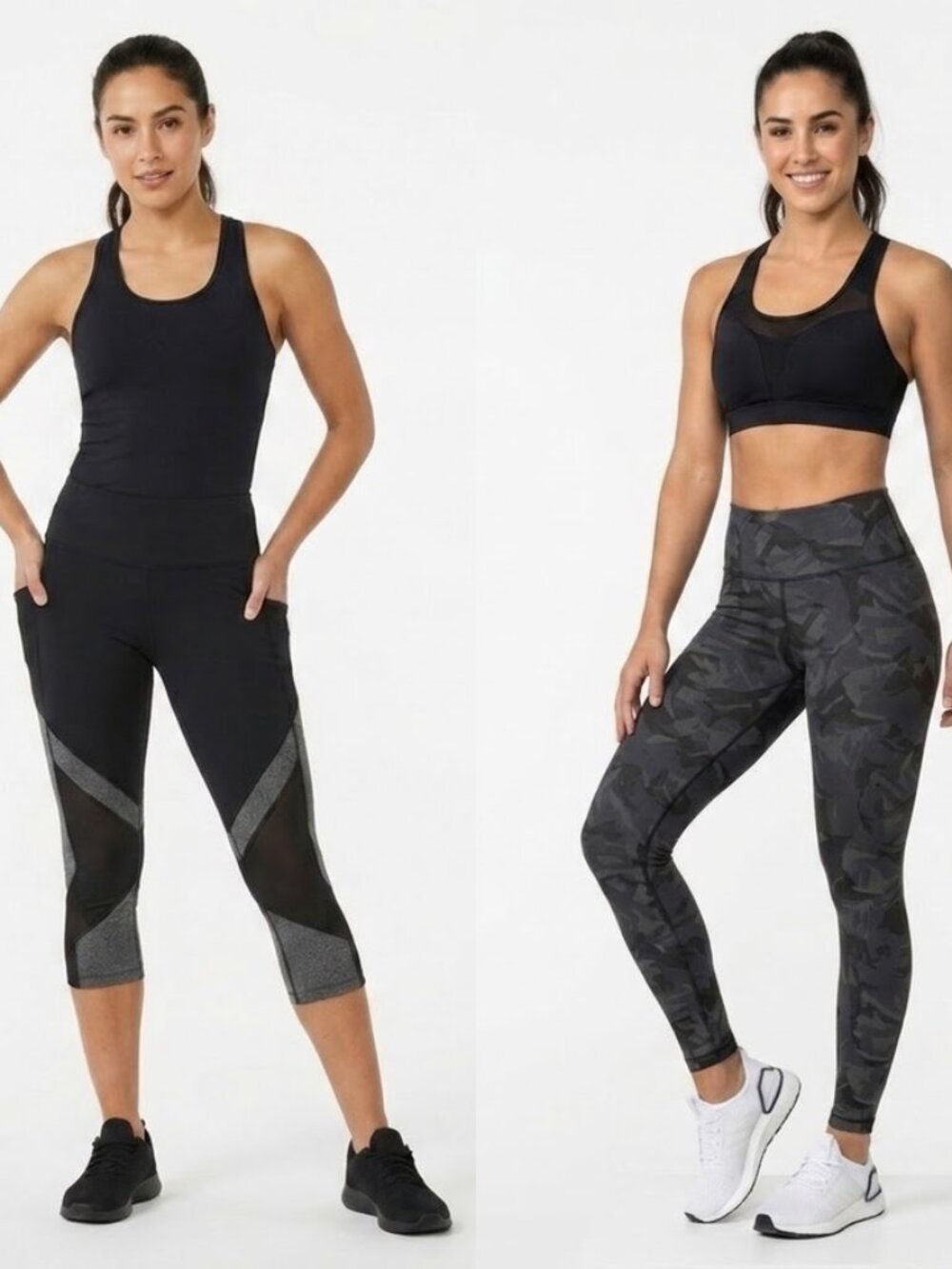 Avia Women's Leggings Size S Lot of 2 Black Gray & Camo Full & Capri Athletic